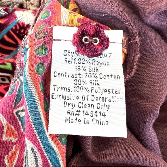 JOHNNY WAS Hania Velvet Burgundy w Multicolor Embroidery Tunic Mini Dress Sz XS - Picture 15 of 16